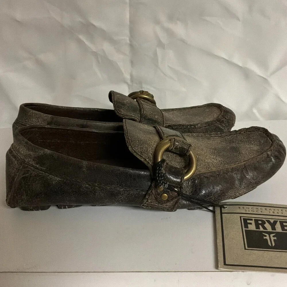 FRYE LEATHER SULLIVAN RINGS DRIVING MOCCASINS SIZE 7.5 MENS